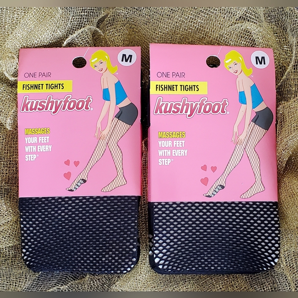 NWT 2 Pairs Black Fishnet Tights for Women Size Medium